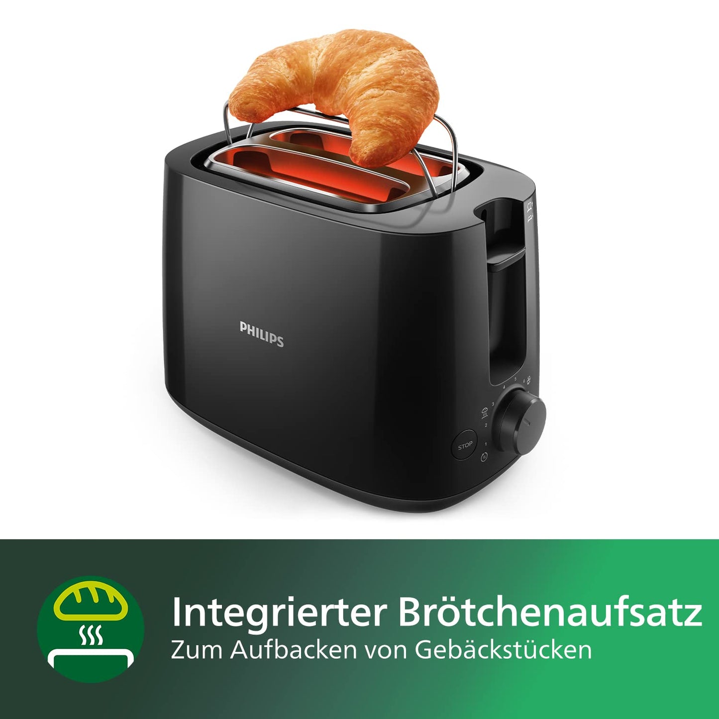 👉 Toaster mit 2 Schlitzen – 8 Bräunungsstufen, Brötchenaufsatz, Auftau- & Aufwärmfunktion, Liftfunktion, Abschaltautomatik, Schwarz