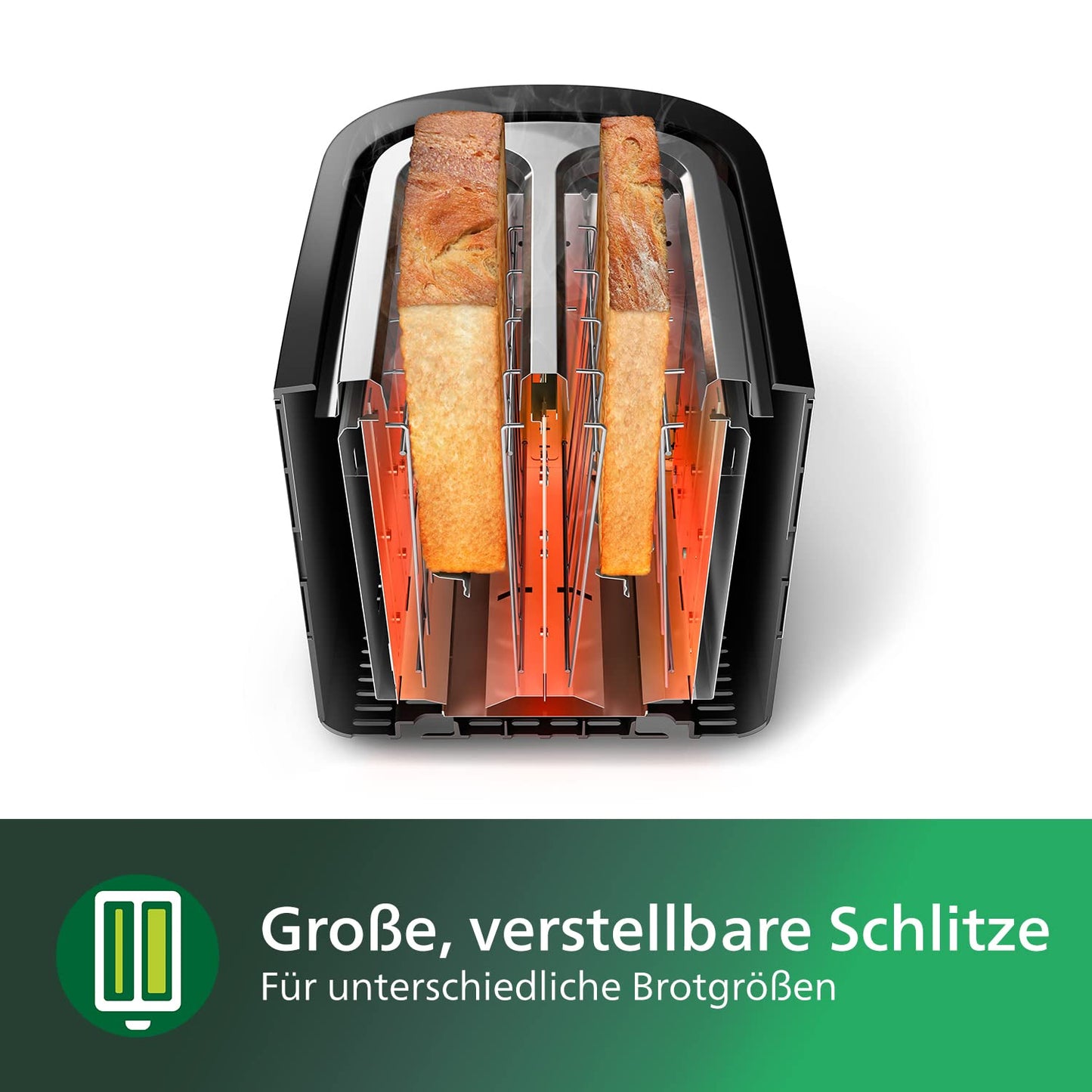👉 Toaster mit 2 Schlitzen – 8 Bräunungsstufen, Brötchenaufsatz, Auftau- & Aufwärmfunktion, Liftfunktion, Abschaltautomatik, Schwarz